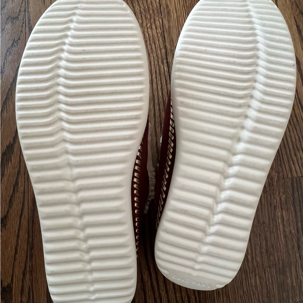 Cole Haan Grand Genuine Shearling Brown and Cream Slides Size 8.5 - Picture 6 of 10